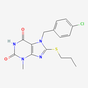 molecular formula C16H17ClN4O2S B6577570 7-[(4-chlorophenyl)methyl]-3-methyl-8-(propylsulfanyl)-2,3,6,7-tetrahydro-1H-purine-2,6-dione CAS No. 371781-32-7