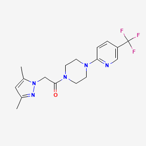 molecular formula C17H20F3N5O B6577605 2-(3,5-dimethyl-1H-pyrazol-1-yl)-1-{4-[5-(trifluoromethyl)pyridin-2-yl]piperazin-1-yl}ethan-1-one CAS No. 1234807-76-1