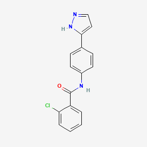 molecular formula C16H12ClN3O B6577635 2-chloro-N-[4-(1H-pyrazol-3-yl)phenyl]benzamide CAS No. 1207042-42-9
