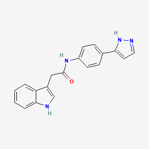 molecular formula C19H16N4O B6577657 2-(1H-indol-3-yl)-N-[4-(1H-pyrazol-3-yl)phenyl]acetamide CAS No. 1206999-23-6