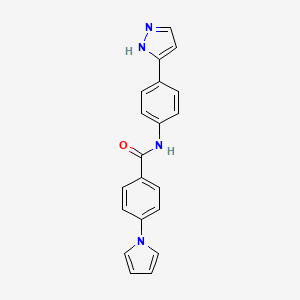 molecular formula C20H16N4O B6577689 N-[4-(1H-pyrazol-3-yl)phenyl]-4-(1H-pyrrol-1-yl)benzamide CAS No. 1206991-71-0
