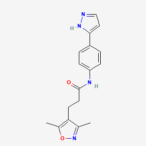 3-(3,5-dimethyl-1,2-oxazol-4-yl)-N-[4-(1H-pyrazol-3-yl)phenyl]propanamide