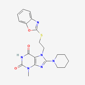 molecular formula C20H22N6O3S B6577708 7-[2-(1,3-benzoxazol-2-ylsulfanyl)ethyl]-3-methyl-8-(piperidin-1-yl)-2,3,6,7-tetrahydro-1H-purine-2,6-dione CAS No. 673445-85-7