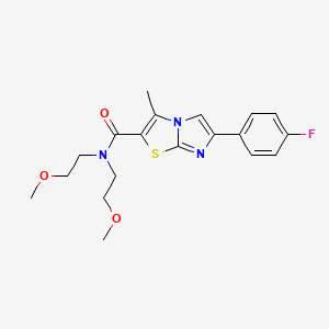 molecular formula C19H22FN3O3S B6577756 6-(4-fluorophenyl)-N,N-bis(2-methoxyethyl)-3-methylimidazo[2,1-b][1,3]thiazole-2-carboxamide CAS No. 1171566-14-5
