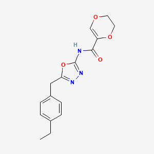 molecular formula C16H17N3O4 B6577763 N-{5-[(4-ethylphenyl)methyl]-1,3,4-oxadiazol-2-yl}-5,6-dihydro-1,4-dioxine-2-carboxamide CAS No. 1172502-09-8