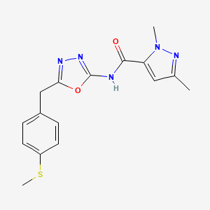 molecular formula C16H17N5O2S B6577767 1,3-dimethyl-N-(5-{[4-(methylsulfanyl)phenyl]methyl}-1,3,4-oxadiazol-2-yl)-1H-pyrazole-5-carboxamide CAS No. 1172743-62-2
