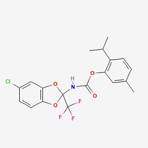 molecular formula C19H17ClF3NO4 B6577797 5-methyl-2-(propan-2-yl)phenyl N-[5-chloro-2-(trifluoromethyl)-2H-1,3-benzodioxol-2-yl]carbamate CAS No. 324058-51-7