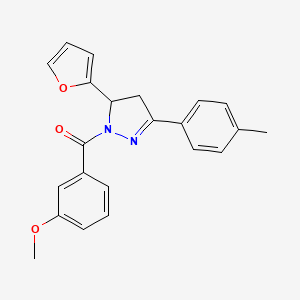 molecular formula C22H20N2O3 B6577849 5-(furan-2-yl)-1-(3-methoxybenzoyl)-3-(4-methylphenyl)-4,5-dihydro-1H-pyrazole CAS No. 865616-04-2