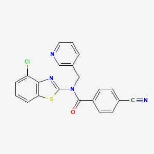 molecular formula C21H13ClN4OS B6577852 N-(4-chloro-1,3-benzothiazol-2-yl)-4-cyano-N-[(pyridin-3-yl)methyl]benzamide CAS No. 895015-83-5