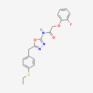 molecular formula C19H18FN3O3S B6577853 N-(5-{[4-(ethylsulfanyl)phenyl]methyl}-1,3,4-oxadiazol-2-yl)-2-(2-fluorophenoxy)acetamide CAS No. 1171020-80-6