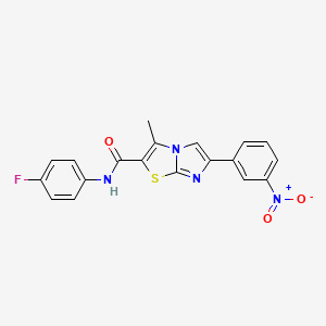 molecular formula C19H13FN4O3S B6577855 N-(4-fluorophenyl)-3-methyl-6-(3-nitrophenyl)imidazo[2,1-b][1,3]thiazole-2-carboxamide CAS No. 852135-84-3