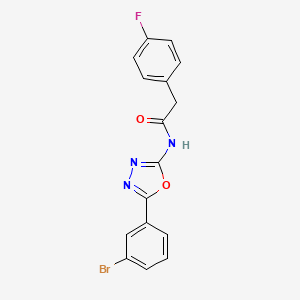 molecular formula C16H11BrFN3O2 B6577857 N-[5-(3-bromophenyl)-1,3,4-oxadiazol-2-yl]-2-(4-fluorophenyl)acetamide CAS No. 1172485-46-9