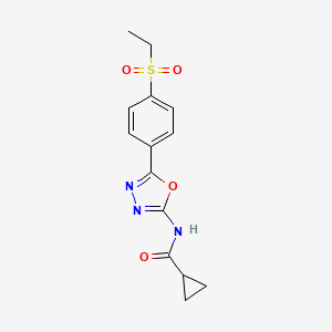 molecular formula C14H15N3O4S B6577887 N-{5-[4-(ethanesulfonyl)phenyl]-1,3,4-oxadiazol-2-yl}cyclopropanecarboxamide CAS No. 1170555-05-1