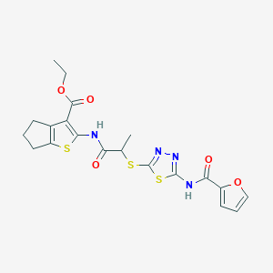ethyl 2-(2-{[5-(furan-2-amido)-1,3,4-thiadiazol-2-yl]sulfanyl}propanamido)-4H,5H,6H-cyclopenta[b]thiophene-3-carboxylate