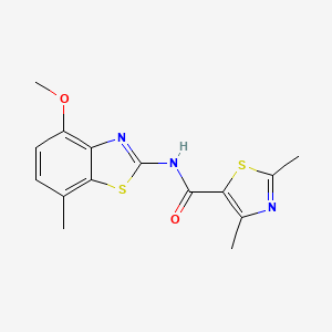 molecular formula C15H15N3O2S2 B6577933 N-(4-methoxy-7-methyl-1,3-benzothiazol-2-yl)-2,4-dimethyl-1,3-thiazole-5-carboxamide CAS No. 1172432-19-7