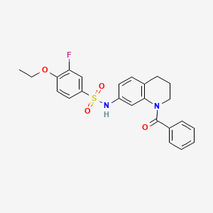 molecular formula C24H23FN2O4S B6577952 N-(1-benzoyl-1,2,3,4-tetrahydroquinolin-7-yl)-4-ethoxy-3-fluorobenzene-1-sulfonamide CAS No. 1170111-02-0