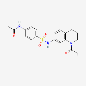 molecular formula C20H23N3O4S B6577959 N-{4-[(1-propanoyl-1,2,3,4-tetrahydroquinolin-7-yl)sulfamoyl]phenyl}acetamide CAS No. 1172817-42-3