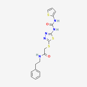 molecular formula C17H17N5O2S3 B6578014 N-(2-phenylethyl)-2-[(5-{[(thiophen-2-yl)carbamoyl]amino}-1,3,4-thiadiazol-2-yl)sulfanyl]acetamide CAS No. 1172724-17-2