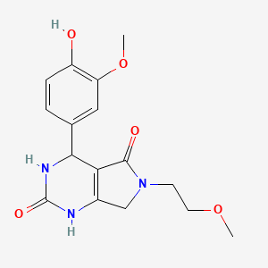 molecular formula C16H19N3O5 B6578035 4-(4-hydroxy-3-methoxyphenyl)-6-(2-methoxyethyl)-1H,2H,3H,4H,5H,6H,7H-pyrrolo[3,4-d]pyrimidine-2,5-dione CAS No. 1170866-00-8