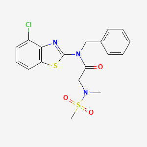 molecular formula C18H18ClN3O3S2 B6578042 N-benzyl-N-(4-chloro-1,3-benzothiazol-2-yl)-2-(N-methylmethanesulfonamido)acetamide CAS No. 1172287-31-8