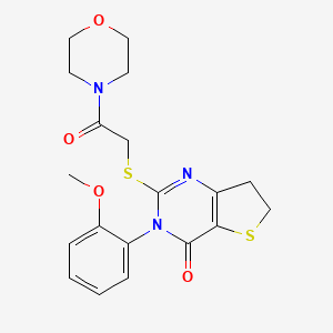 molecular formula C19H21N3O4S2 B6578050 3-(2-methoxyphenyl)-2-{[2-(morpholin-4-yl)-2-oxoethyl]sulfanyl}-3H,4H,6H,7H-thieno[3,2-d]pyrimidin-4-one CAS No. 361158-23-8