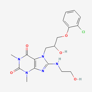 molecular formula C18H22ClN5O5 B6578067 7-[3-(2-chlorophenoxy)-2-hydroxypropyl]-8-[(2-hydroxyethyl)amino]-1,3-dimethyl-2,3,6,7-tetrahydro-1H-purine-2,6-dione CAS No. 1105244-16-3