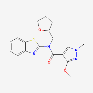 molecular formula C20H24N4O3S B6578192 N-(4,7-dimethyl-1,3-benzothiazol-2-yl)-3-methoxy-1-methyl-N-[(oxolan-2-yl)methyl]-1H-pyrazole-4-carboxamide CAS No. 1171171-78-0