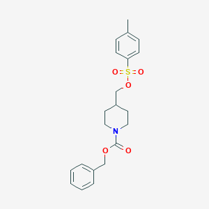 molecular formula C21H25NO5S B065782 4-(Toluene-4-sulfonyloxymethyl)-piperidine-1-carboxylic acid benzyl ester CAS No. 160586-68-5