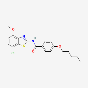 molecular formula C20H21ClN2O3S B6578202 N-(7-chloro-4-methoxy-1,3-benzothiazol-2-yl)-4-(pentyloxy)benzamide CAS No. 922596-46-1