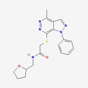 2-({4-methyl-1-phenyl-1H-pyrazolo[3,4-d]pyridazin-7-yl}sulfanyl)-N-[(oxolan-2-yl)methyl]acetamide