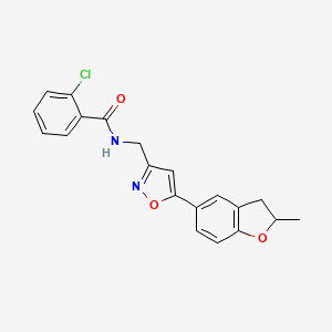 molecular formula C20H17ClN2O3 B6578261 2-chloro-N-{[5-(2-methyl-2,3-dihydro-1-benzofuran-5-yl)-1,2-oxazol-3-yl]methyl}benzamide CAS No. 1170295-01-8