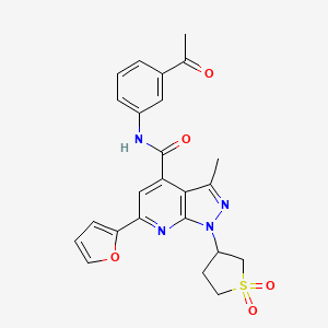 molecular formula C24H22N4O5S B6578286 N-(3-acetylphenyl)-1-(1,1-dioxo-1lambda6-thiolan-3-yl)-6-(furan-2-yl)-3-methyl-1H-pyrazolo[3,4-b]pyridine-4-carboxamide CAS No. 1105245-91-7