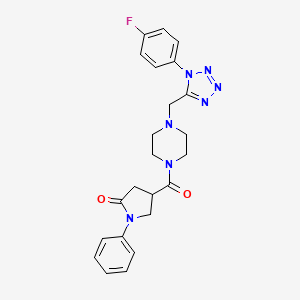molecular formula C23H24FN7O2 B6578295 4-(4-{[1-(4-fluorophenyl)-1H-1,2,3,4-tetrazol-5-yl]methyl}piperazine-1-carbonyl)-1-phenylpyrrolidin-2-one CAS No. 1040651-55-5