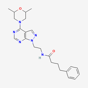 molecular formula C23H30N6O2 B6578338 N-{2-[4-(2,6-dimethylmorpholin-4-yl)-1H-pyrazolo[3,4-d]pyrimidin-1-yl]ethyl}-4-phenylbutanamide CAS No. 1172278-58-8