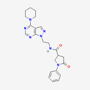 molecular formula C23H27N7O2 B6578340 5-oxo-1-phenyl-N-{2-[4-(piperidin-1-yl)-1H-pyrazolo[3,4-d]pyrimidin-1-yl]ethyl}pyrrolidine-3-carboxamide CAS No. 1171842-17-3