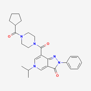 molecular formula C26H31N5O3 B6578352 7-(4-cyclopentanecarbonylpiperazine-1-carbonyl)-2-phenyl-5-(propan-2-yl)-2H,3H,5H-pyrazolo[4,3-c]pyridin-3-one CAS No. 1040647-25-3