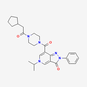 molecular formula C27H33N5O3 B6578359 7-[4-(2-cyclopentylacetyl)piperazine-1-carbonyl]-2-phenyl-5-(propan-2-yl)-2H,3H,5H-pyrazolo[4,3-c]pyridin-3-one CAS No. 1040647-31-1