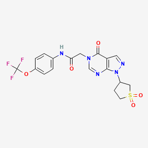 molecular formula C18H16F3N5O5S B6578401 2-[1-(1,1-dioxo-1lambda6-thiolan-3-yl)-4-oxo-1H,4H,5H-pyrazolo[3,4-d]pyrimidin-5-yl]-N-[4-(trifluoromethoxy)phenyl]acetamide CAS No. 1040645-71-3