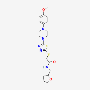 molecular formula C20H27N5O3S2 B6578495 2-({5-[4-(4-methoxyphenyl)piperazin-1-yl]-1,3,4-thiadiazol-2-yl}sulfanyl)-N-[(oxolan-2-yl)methyl]acetamide CAS No. 1105198-07-9