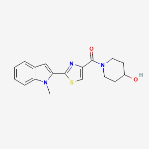 molecular formula C18H19N3O2S B6578500 1-[2-(1-methyl-1H-indol-2-yl)-1,3-thiazole-4-carbonyl]piperidin-4-ol CAS No. 1173058-14-4