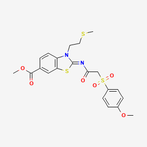 methyl (2Z)-2-{[2-(4-methoxybenzenesulfonyl)acetyl]imino}-3-[2-(methylsulfanyl)ethyl]-2,3-dihydro-1,3-benzothiazole-6-carboxylate