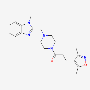 molecular formula C21H27N5O2 B6578537 3-(3,5-dimethyl-1,2-oxazol-4-yl)-1-{4-[(1-methyl-1H-1,3-benzodiazol-2-yl)methyl]piperazin-1-yl}propan-1-one CAS No. 1172703-40-0