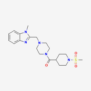 molecular formula C20H29N5O3S B6578539 2-{[4-(1-methanesulfonylpiperidine-4-carbonyl)piperazin-1-yl]methyl}-1-methyl-1H-1,3-benzodiazole CAS No. 1170867-76-1