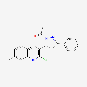 molecular formula C21H18ClN3O B6578542 1-[5-(2-chloro-7-methylquinolin-3-yl)-3-phenyl-4,5-dihydro-1H-pyrazol-1-yl]ethan-1-one CAS No. 392248-81-6