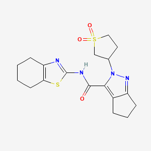 molecular formula C18H22N4O3S2 B6578558 2-(1,1-dioxo-1lambda6-thiolan-3-yl)-N-(4,5,6,7-tetrahydro-1,3-benzothiazol-2-yl)-2H,4H,5H,6H-cyclopenta[c]pyrazole-3-carboxamide CAS No. 1105221-78-0