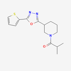 molecular formula C15H19N3O2S B6578566 2-methyl-1-{3-[5-(thiophen-2-yl)-1,3,4-oxadiazol-2-yl]piperidin-1-yl}propan-1-one CAS No. 1170972-15-2