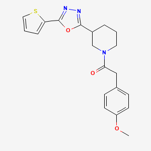 molecular formula C20H21N3O3S B6578568 2-(4-methoxyphenyl)-1-{3-[5-(thiophen-2-yl)-1,3,4-oxadiazol-2-yl]piperidin-1-yl}ethan-1-one CAS No. 1105200-28-9