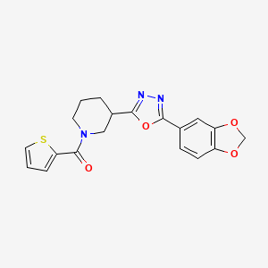 molecular formula C19H17N3O4S B6578573 3-[5-(2H-1,3-benzodioxol-5-yl)-1,3,4-oxadiazol-2-yl]-1-(thiophene-2-carbonyl)piperidine CAS No. 1171187-07-7