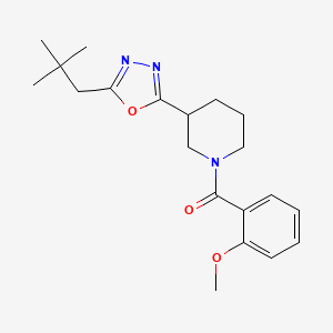 molecular formula C20H27N3O3 B6578584 3-[5-(2,2-dimethylpropyl)-1,3,4-oxadiazol-2-yl]-1-(2-methoxybenzoyl)piperidine CAS No. 1105227-12-0