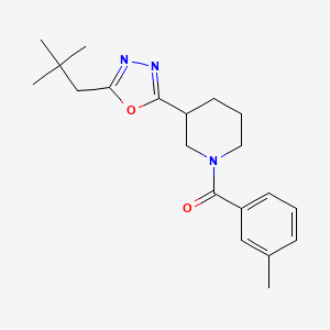 molecular formula C20H27N3O2 B6578585 3-[5-(2,2-dimethylpropyl)-1,3,4-oxadiazol-2-yl]-1-(3-methylbenzoyl)piperidine CAS No. 1105200-50-7